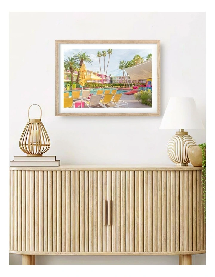 Australian Made Saguaro Poolside Art Print Natural Frame image 2