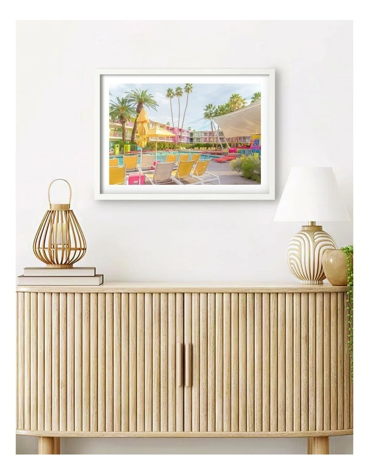 Australian Made Saguaro Poolside Art Print White Frame image 2