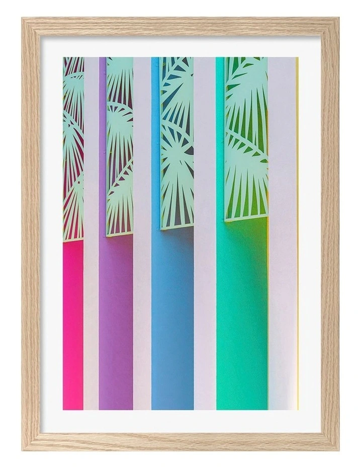 Australian Made Saguaro Rainbow Art Print Natural Frame image 1
