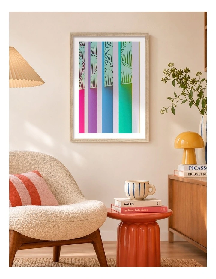 Australian Made Saguaro Rainbow Art Print Natural Frame image 2