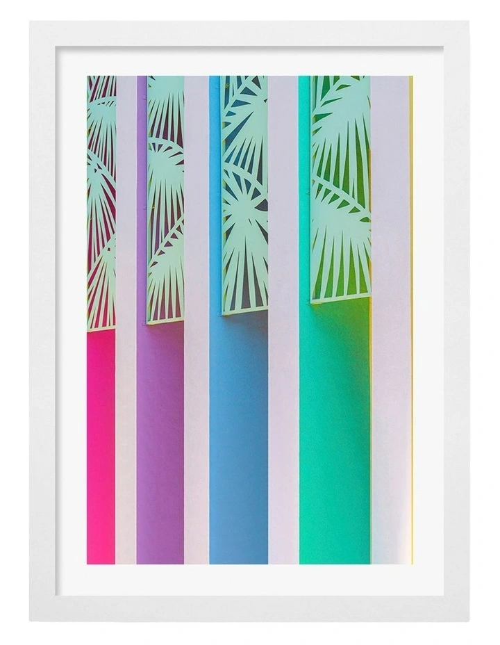 Australian Made Saguaro Rainbow Art Print White Frame image 1