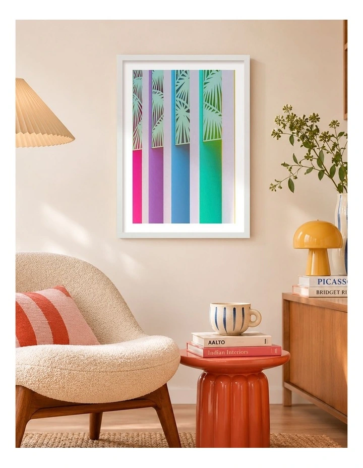 Australian Made Saguaro Rainbow Art Print White Frame image 2