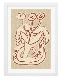 Australian Made Serene Woman and Snake Art Print White Frame