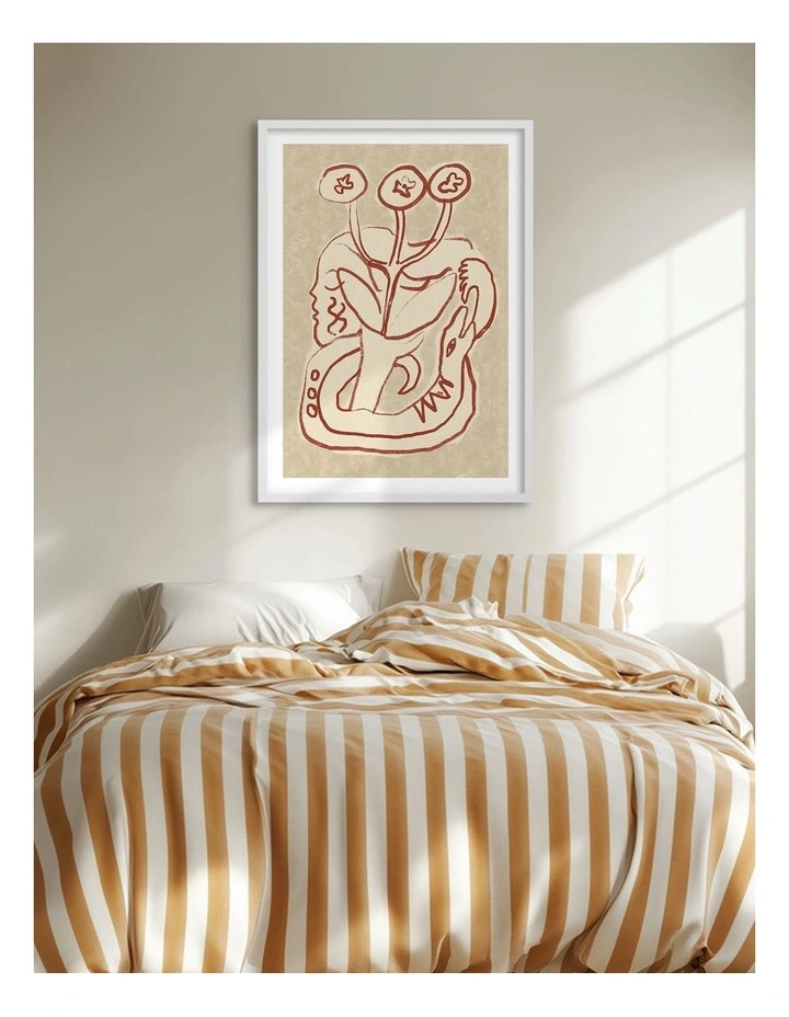 Australian Made Serene Woman and Snake Art Print White Frame image 2