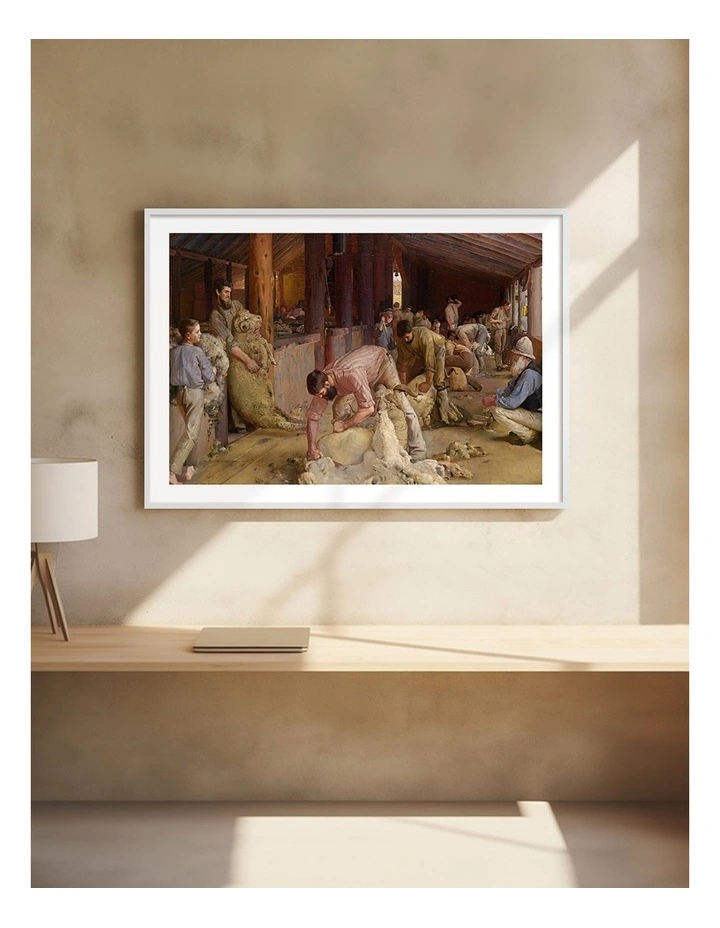 Australian Made Shearing the Rams Art Print White Frame image 2