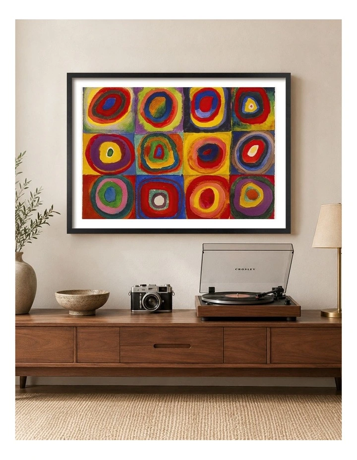 Australian Made Squares with Concentric Circles Art Print Black Frame image 2