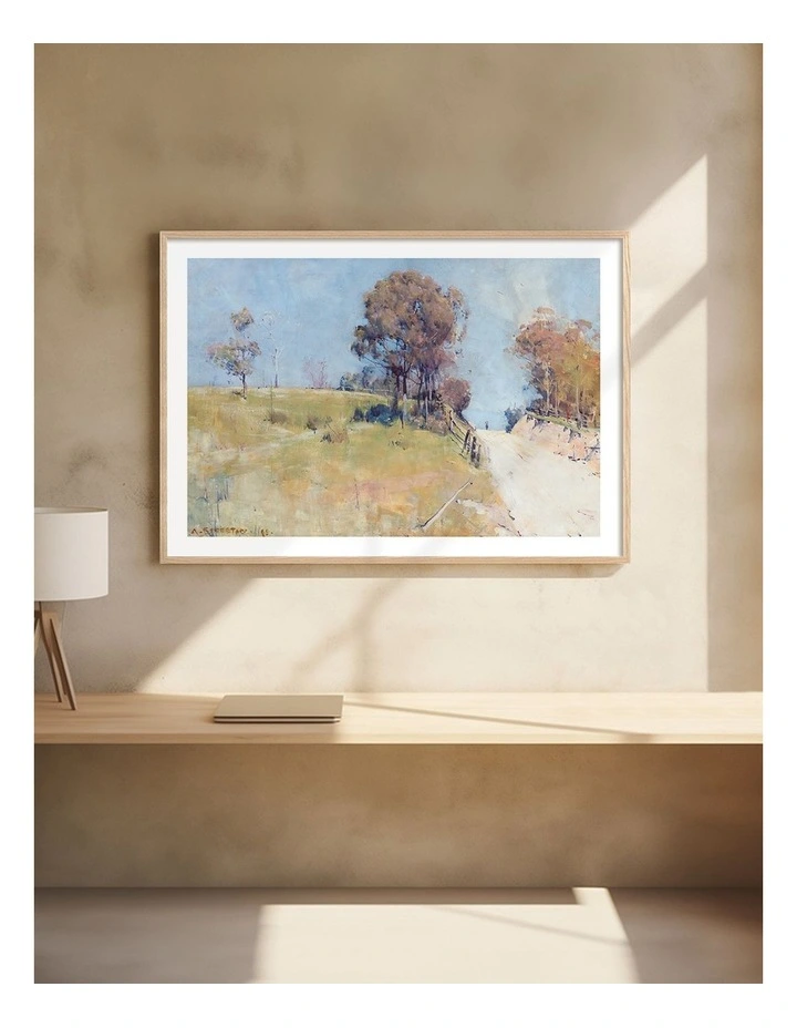 Australian Made Sunlight Cutting on a Hot Road Art Print Natural Frame image 2