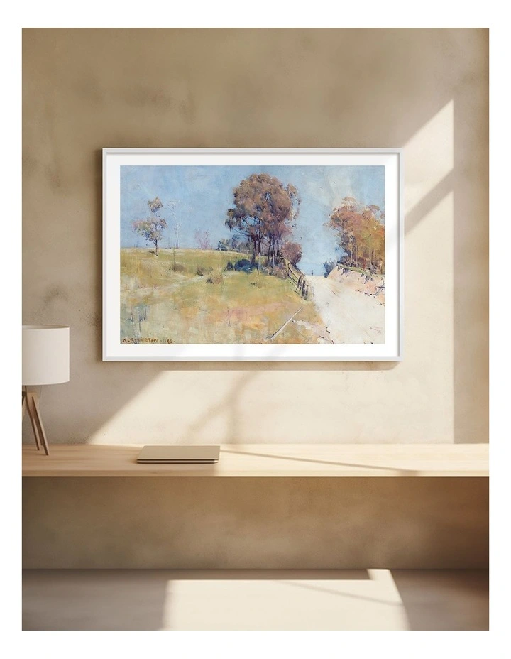 Australian Made Sunlight Cutting on a Hot Road Art Print White Frame image 2
