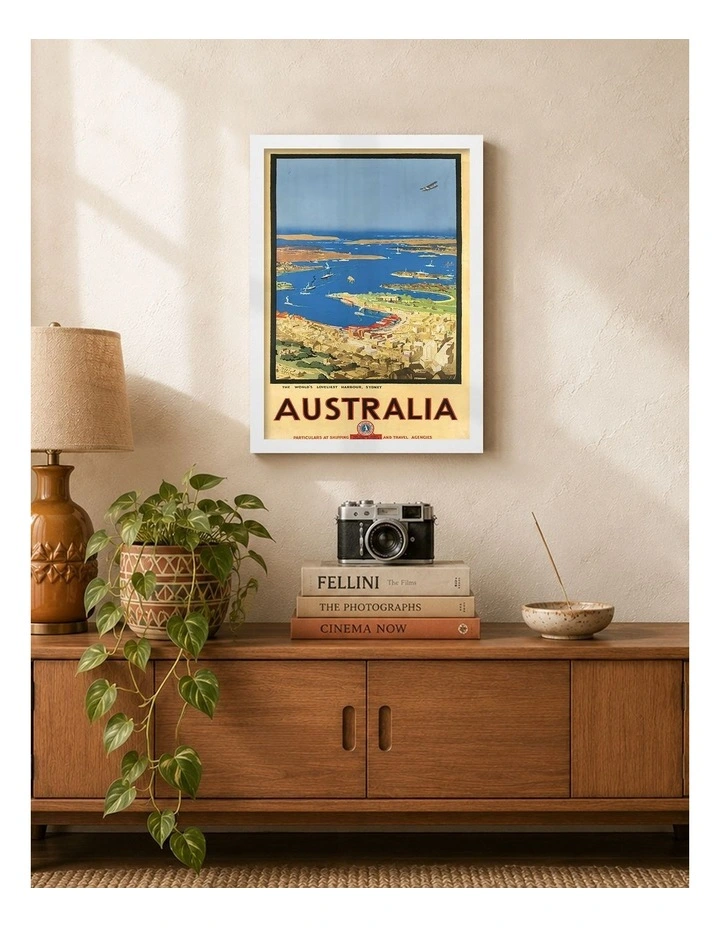 Australian Made Sydney Harbour Australia Vintage Art Print White Frame image 2