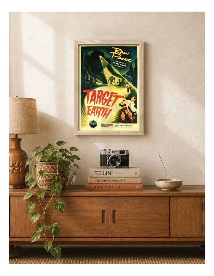 Australian Made Target Earth Vintage Art Poster Natural Frame image 2
