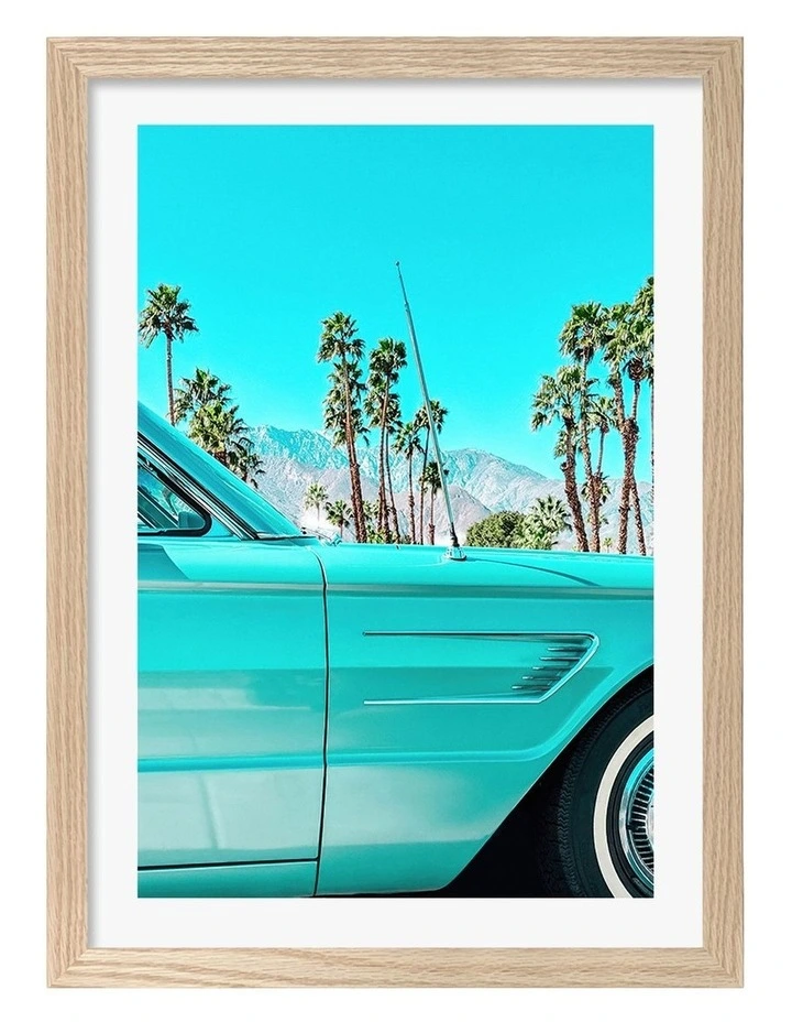 Australian Made Teal Thunderbird Art Print Natural Frame image 1