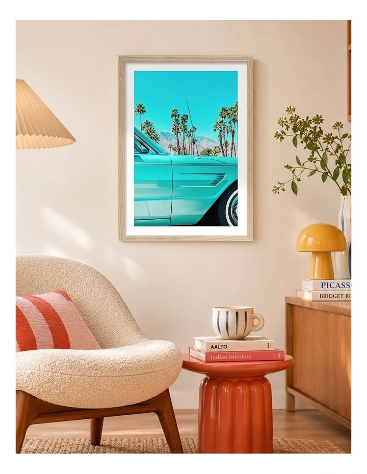 Australian Made Teal Thunderbird Art Print Natural Frame image 2