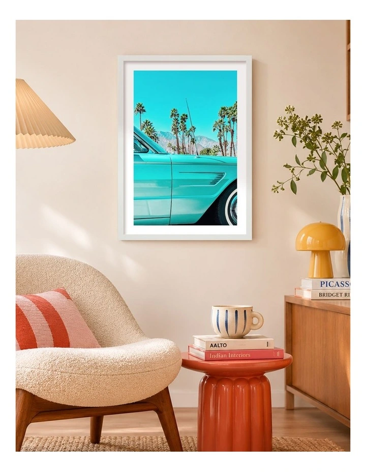 Australian Made Teal Thunderbird Art Print White Frame image 2