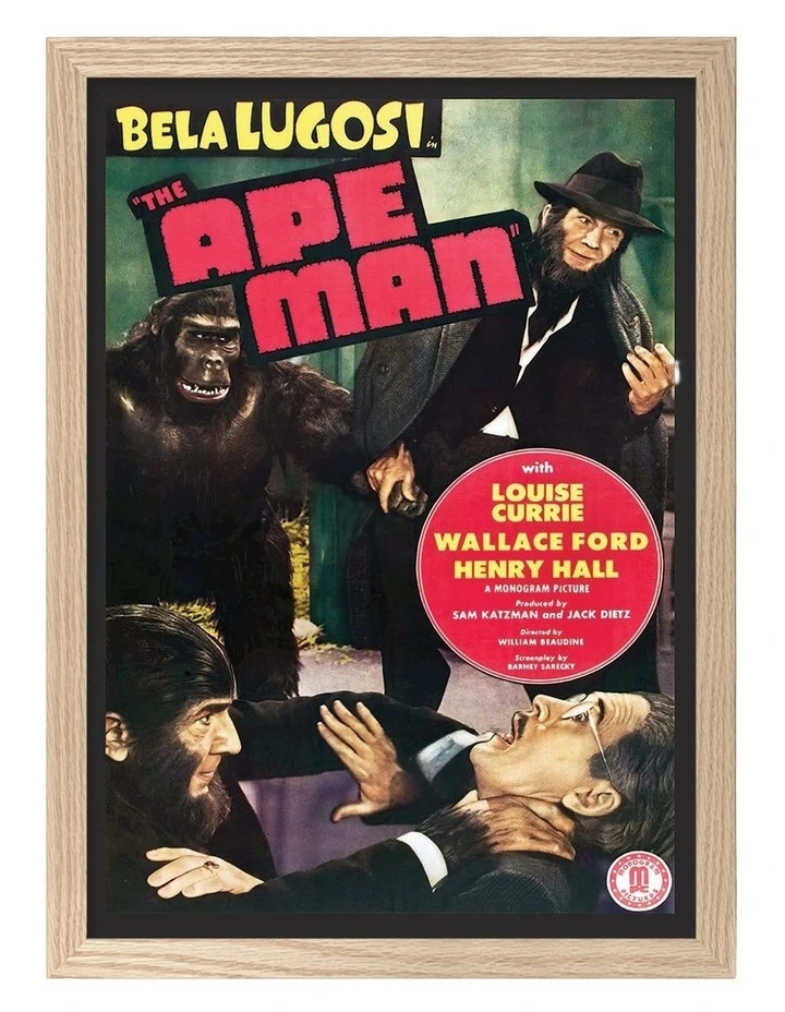 Australian Made The Ape Man Vintage Art Poster Natural Frame image 1