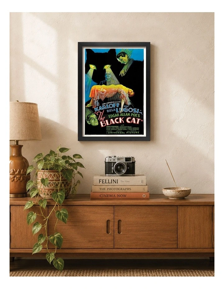 Australian Made The Black Cat Vintage Art Poster Black Frame image 2