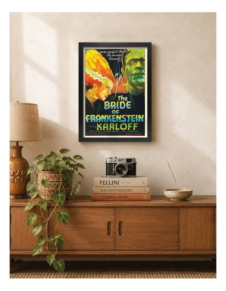 Australian Made The Bride of Frankenstein Vintage Art Poster Black Frame image 2