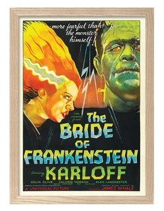 Australian Made The Bride of Frankenstein Vintage Art Poster Natural Frame