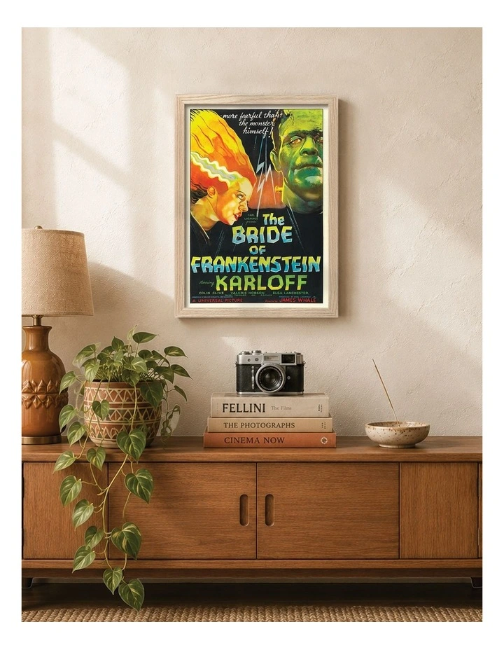 Australian Made The Bride of Frankenstein Vintage Art Poster Natural Frame image 2
