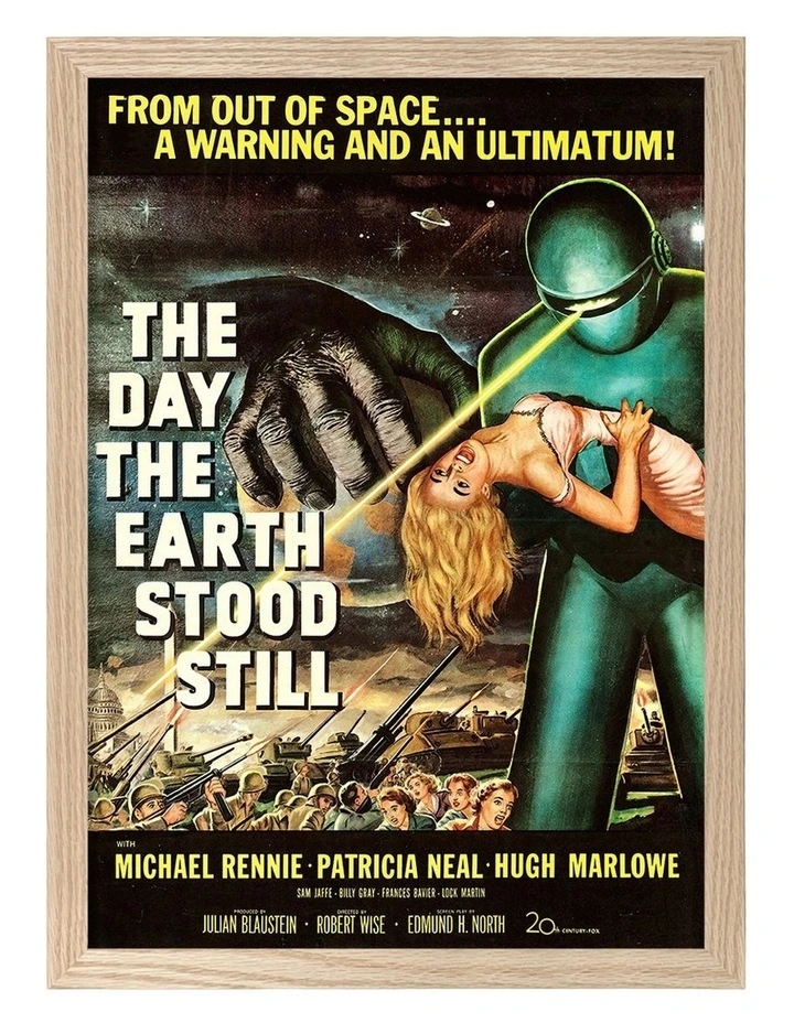 Australian Made The Day the Earth Stood Still Vintage Art Poster Natural Frame image 1