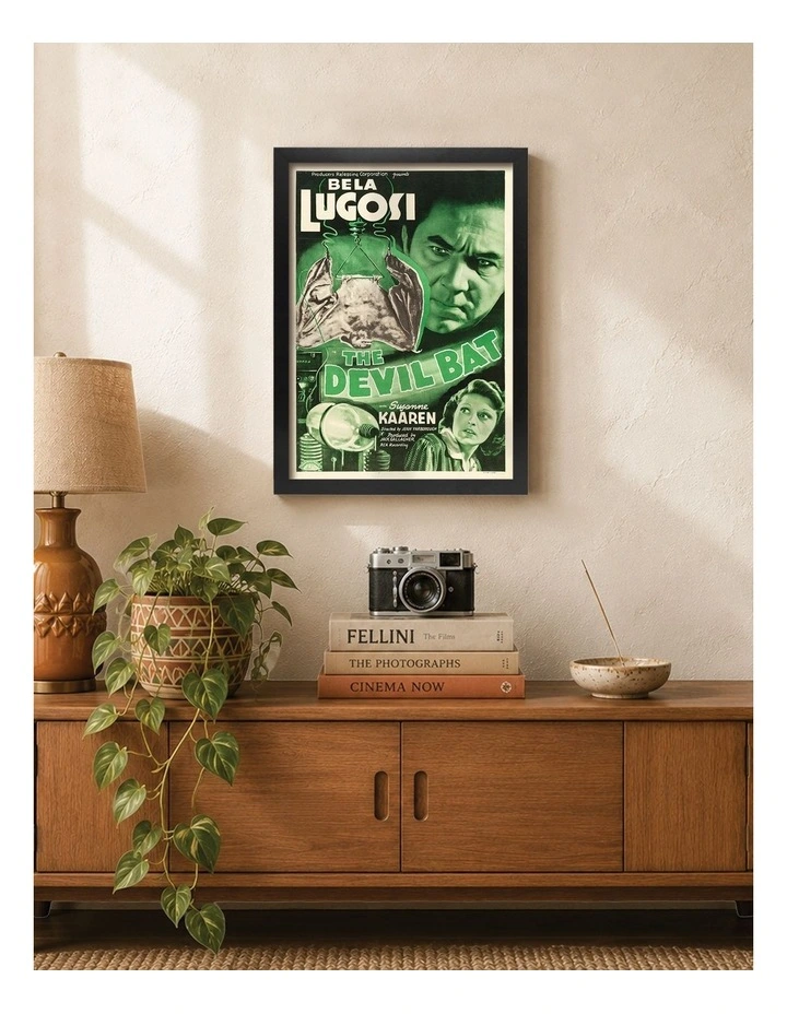Australian Made The Devil Bat Vintage Art Poster Black Frame image 2