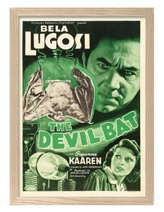Australian Made The Devil Bat Vintage Art Poster Natural Frame