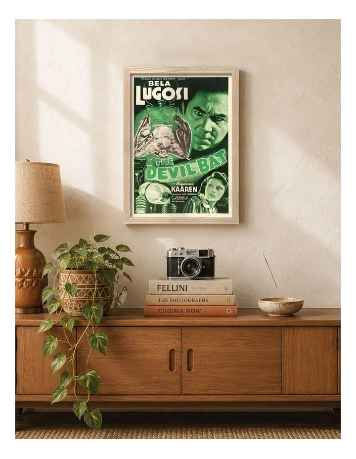 Australian Made The Devil Bat Vintage Art Poster Natural Frame image 2