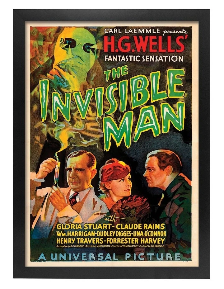 Australian Made The Invisible Man Vintage Art Poster Black Frame image 1
