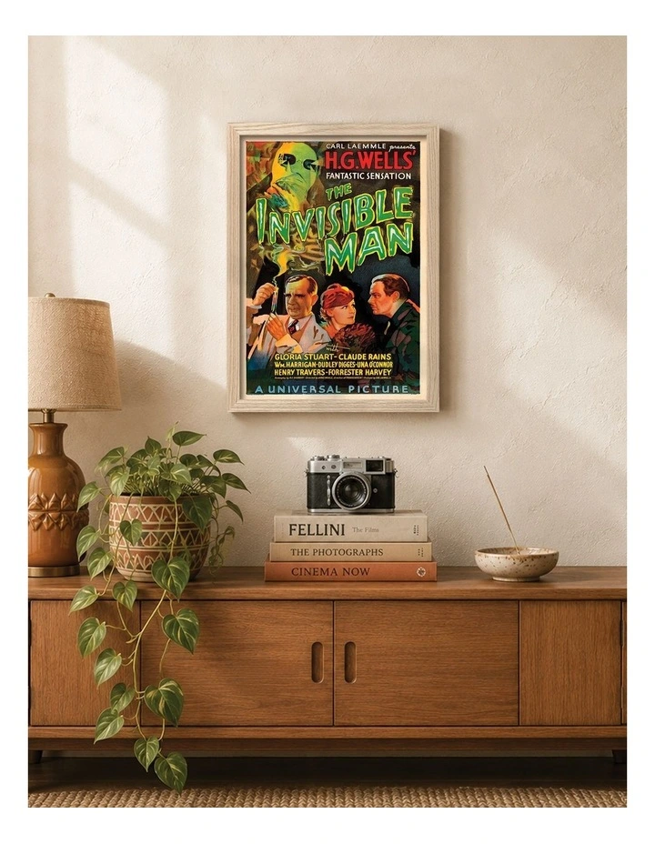 Australian Made The Invisible Man Vintage Art Poster Natural Frame image 2