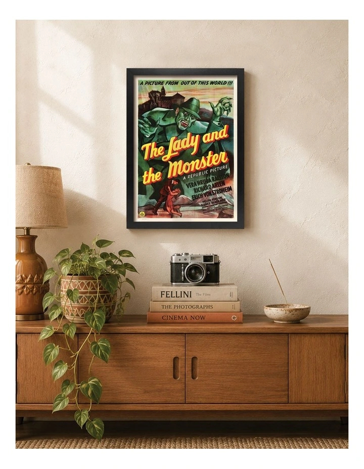 Australian Made The Lady and the Monster Vintage Art Poster Black Frame image 2