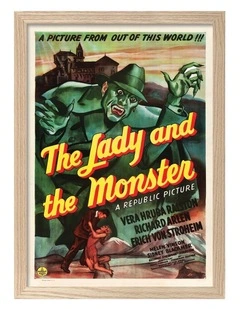 Australian Made The Lady and the Monster Vintage Art Poster Natural Frame