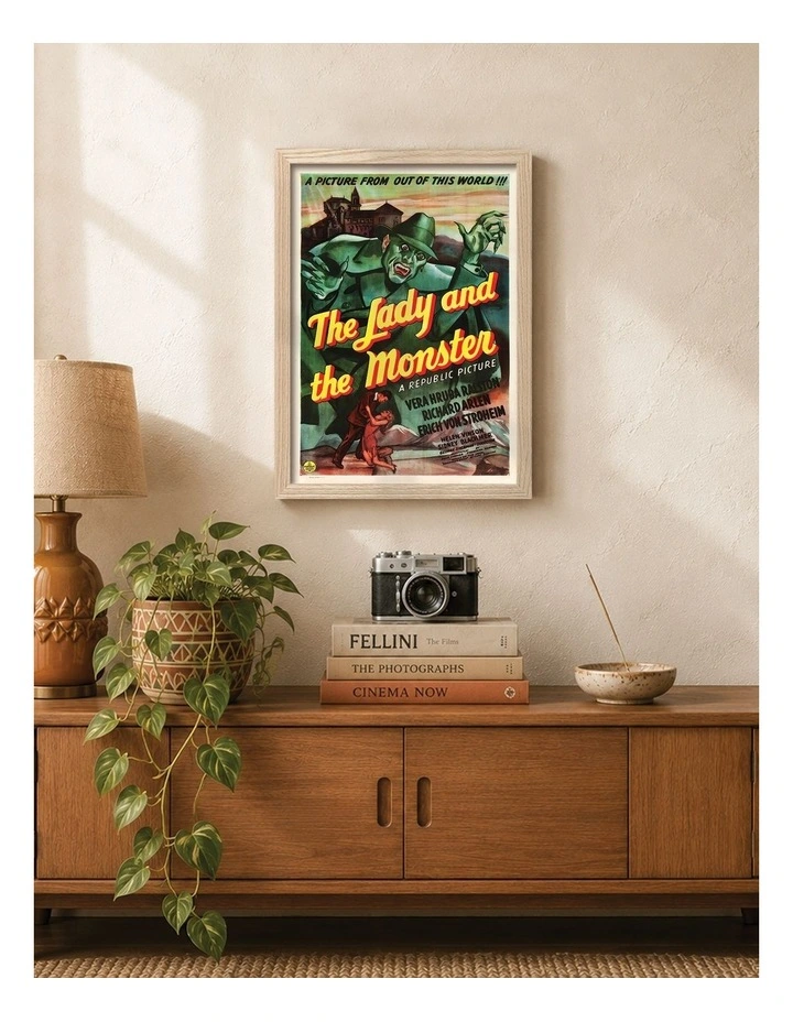 Australian Made The Lady and the Monster Vintage Art Poster Natural Frame image 2