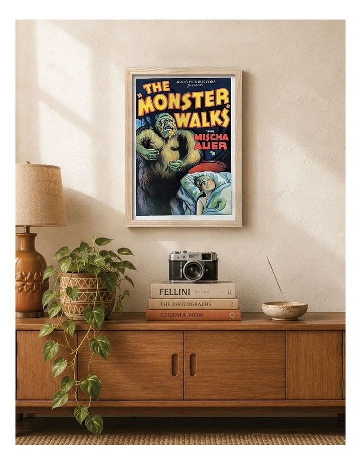 Australian Made The Monster Walks Vintage Art Poster Natural Frame image 2