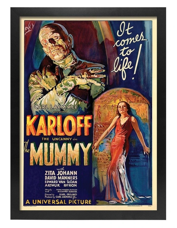 Australian Made The Mummy Vintage Art Poster Black Frame image 1