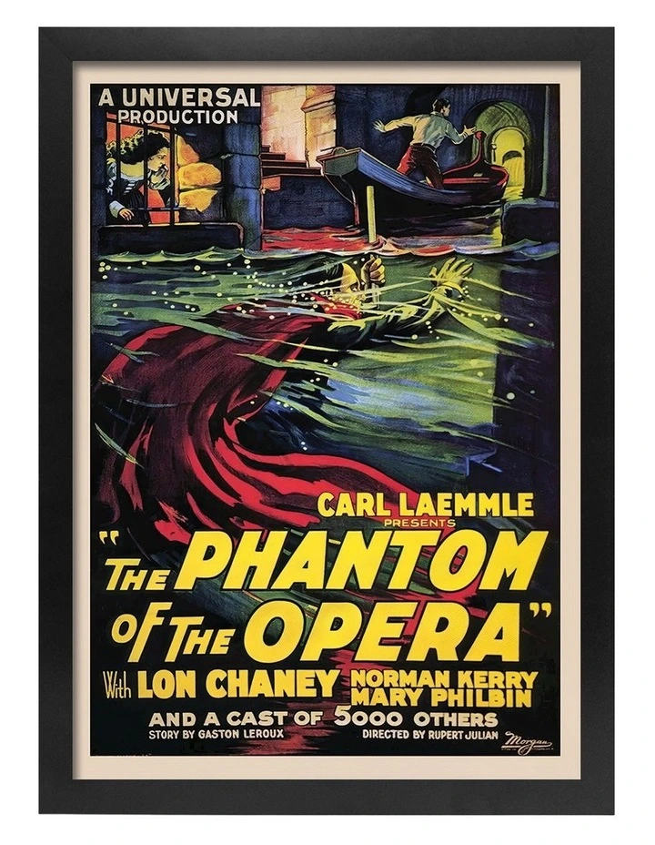Australian Made The Phantom of the Opera Vintage Art Poster Black Frame image 1