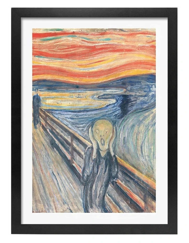 Australian Made The Scream Edvard Munch Art Print Black Frame image 1