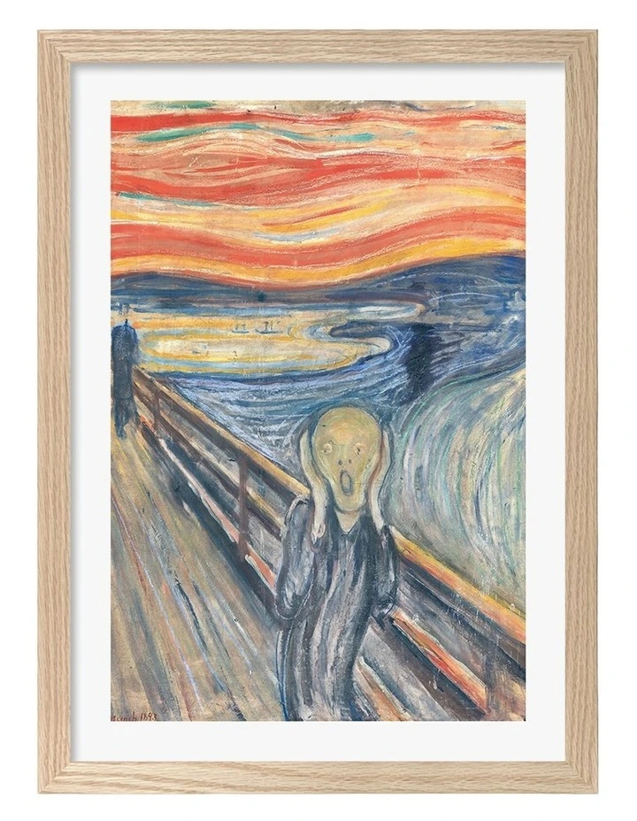 Australian Made The Scream Edvard Munch Art Print Natural Frame image 1