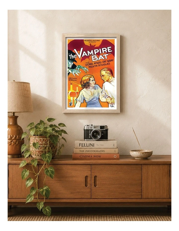 Australian Made The Vampire Bat Vintage Art Poster Natural Frame image 2