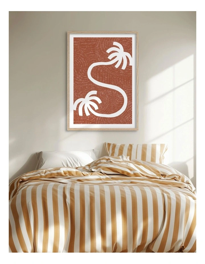 Australian Made Tropical S-Curve Palms Art Print Natural Frame image 2