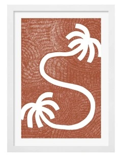 Australian Made Tropical S-Curve Palms Art Print White Frame