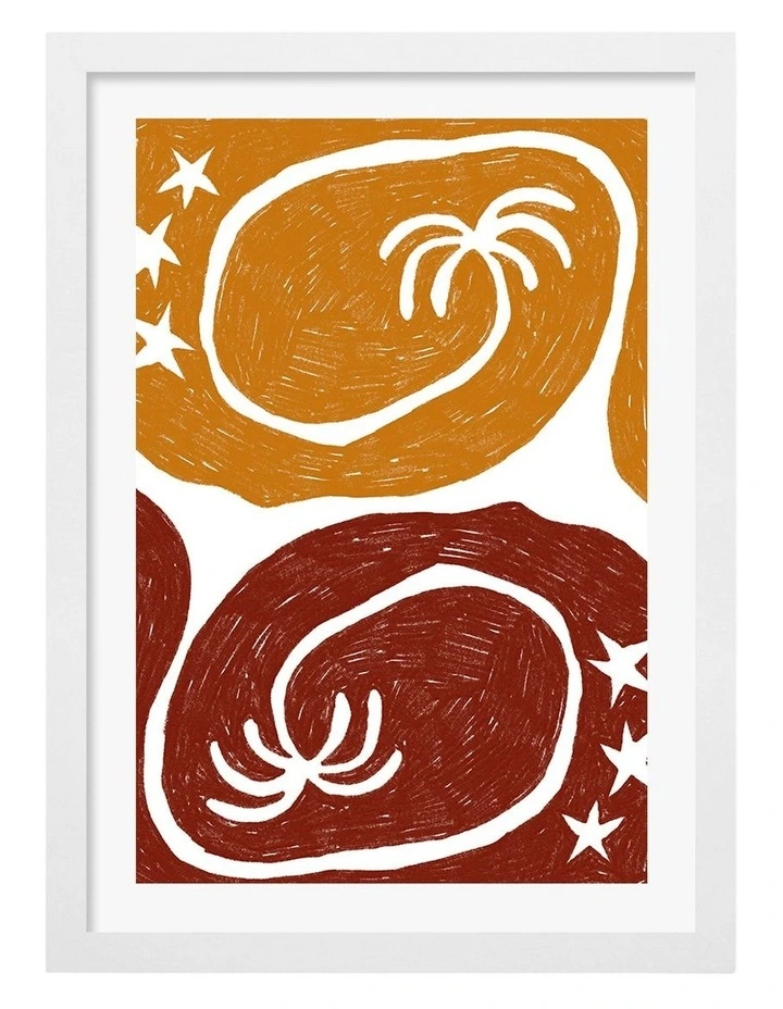 Australian Made Tropical Starry Night Art Print White Frame image 1