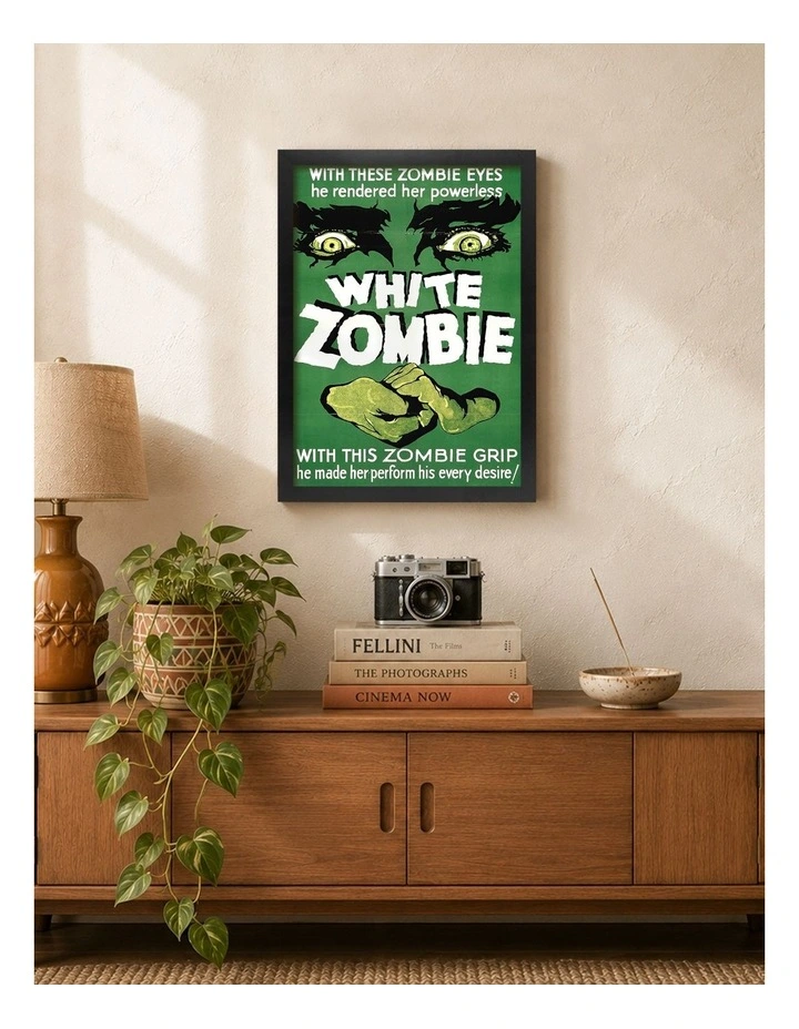 Australian Made White Zombie Vintage Art Poster Black Frame image 2