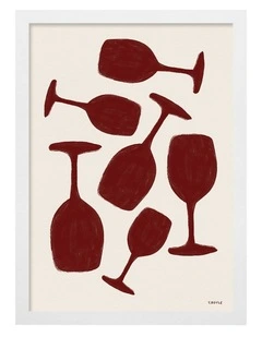 Australian Made Wine Glasses Art Print White Frame