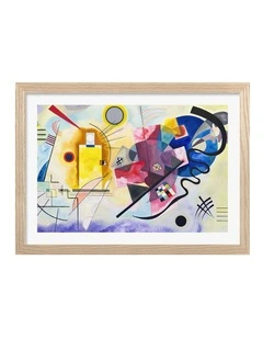 Australian Made Yellow-Red-Blue Art Print Natural Frame