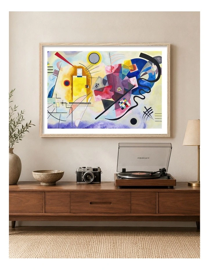 Australian Made Yellow-Red-Blue Art Print Natural Frame image 2