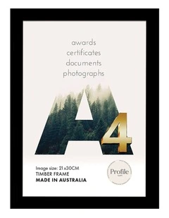 Australian Made Decorator Timber Photo Frame A4 in Black