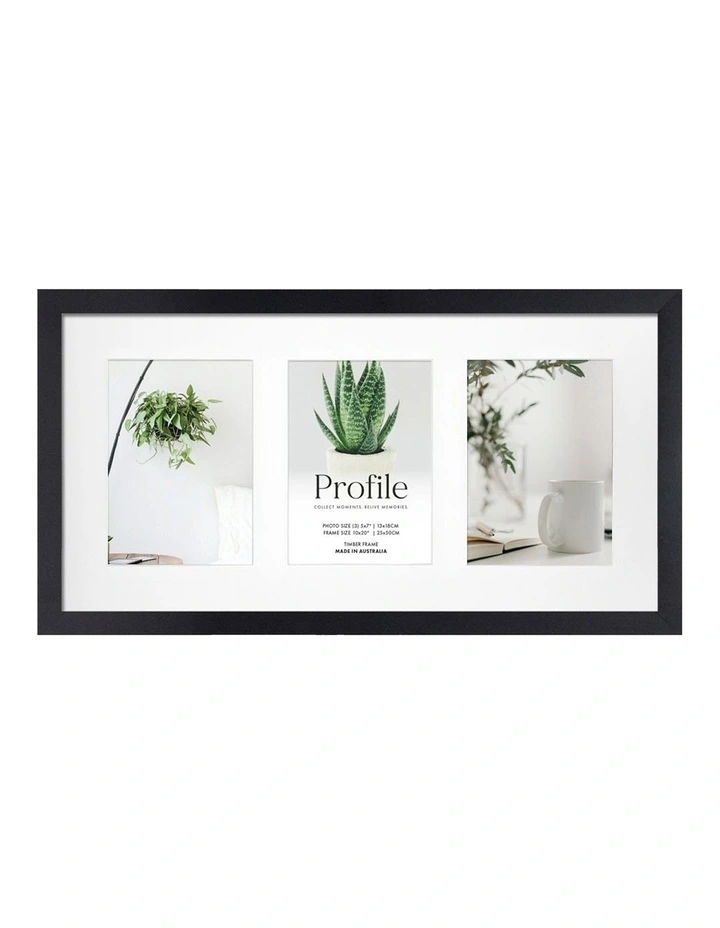 Australian Made Decorator Timber Collage Photo Frame 10x20 Inch/5x7 Inch (3) in Black image 1