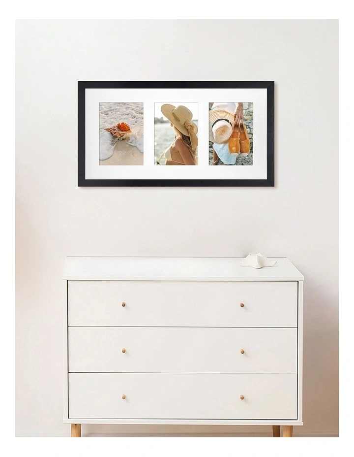 Australian Made Decorator Timber Collage Photo Frame 10x20 Inch/5x7 Inch (3) in Black image 2