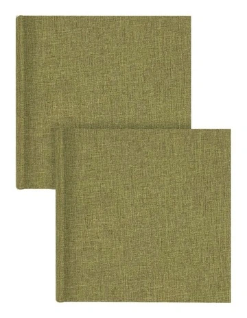 Plush Linen Photo Album (200ph) - 2 Pack Bundle in Green