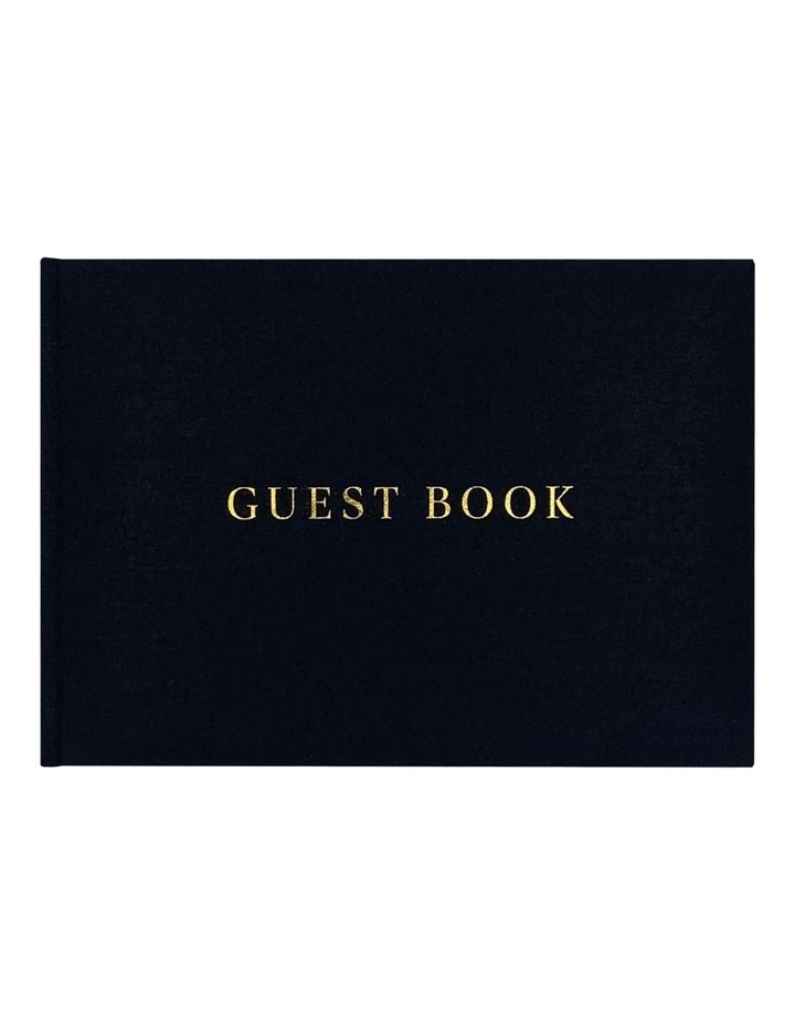 Guest Book 60 Sheets 230x160mm in Black Linen image 1