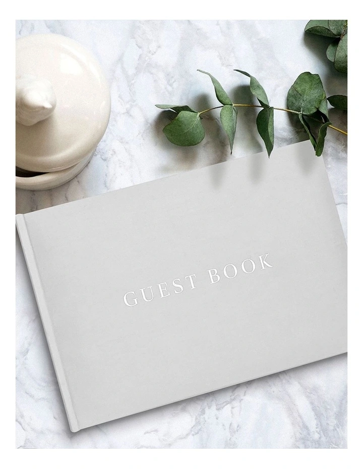 Guest Book 60 Sheets 230x160mm in White Linen image 2